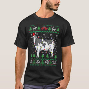 T-shirt Vache laitière chapeau de Père Noël lumières agric