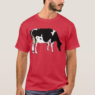 T-shirt Vache laitière, Holstein, noir et blanc, dessin or