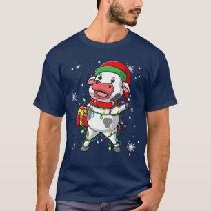 T-shirt Vache laitière lumières de Noël Ded Funky Santa Ha