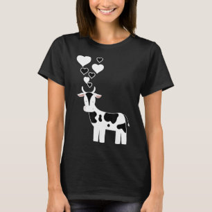 T-shirt Vache laitière mignonne avec coeurs-J'aime les vac