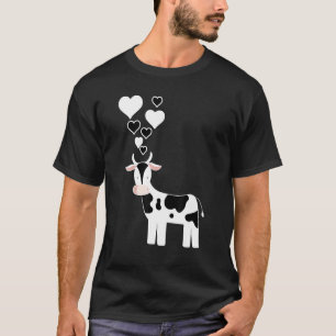 T-shirt Vache laitière mignonne avec coeurs J'aime les vac