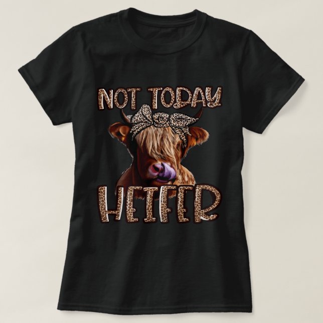 T-shirt Vache Leopard Highland Pas aujourd'hui Heifer West (Design devant)