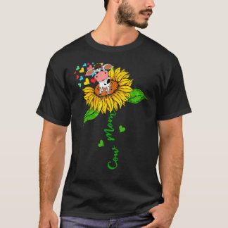 T-shirt Vache Maman Animaux De Ferme Mignons Sur Papillon