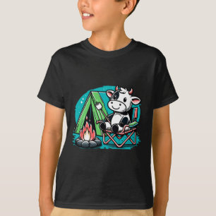 T-shirt Vache Mignonne Au Feu De Camp Drôle De S'more Camp