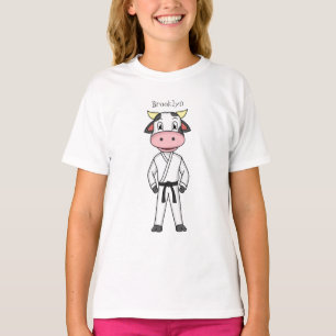 T-shirt Vache mignonne en combinaison kung fu