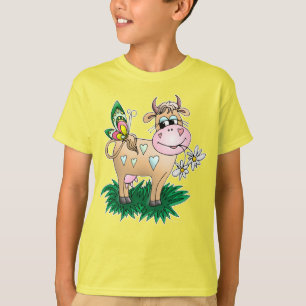 T-shirt Vache mignonne et papillon