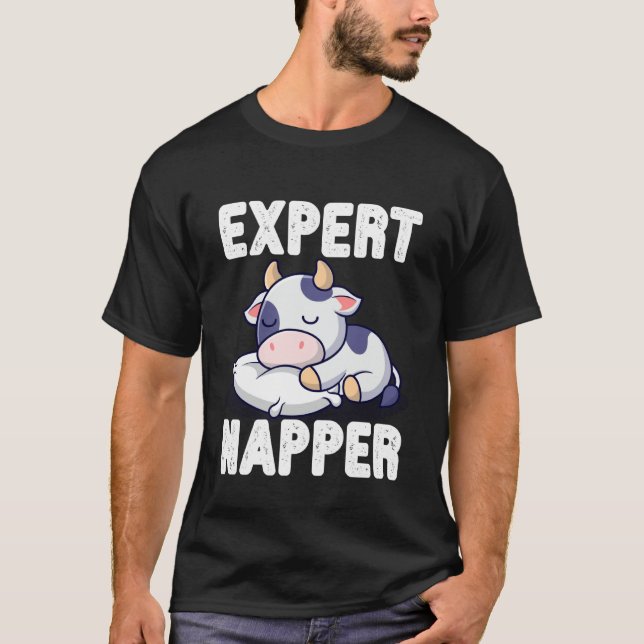 T-shirt Vache mignonne experte dormeuse drôle animal (Devant)
