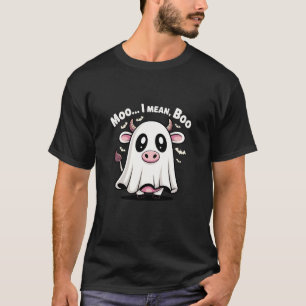 T-shirt Vache Mignonne Fantôme Halloween Blague Moo Je Veu
