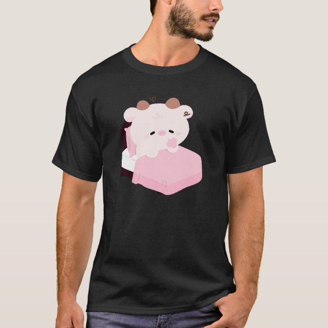 T-shirt Vache mignonne fatiguée (Devant)