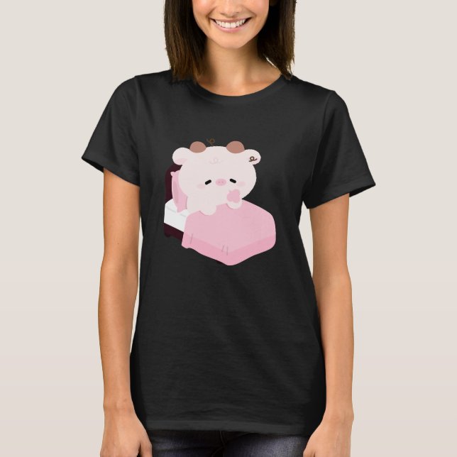 T-shirt Vache mignonne fatiguée (Devant)