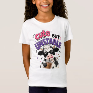 T-Shirt Vache mignonne mais instable avec café glacé