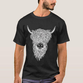 T-shirt Vache Mignonne Noir Et Blanc Emo Cow Highland