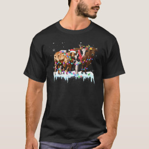 T-shirt Vache Mignonne Renne Chapeau de Père Noël Noël Fer