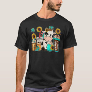 T-shirt Vache mignonne western cuir de vache tasse à café