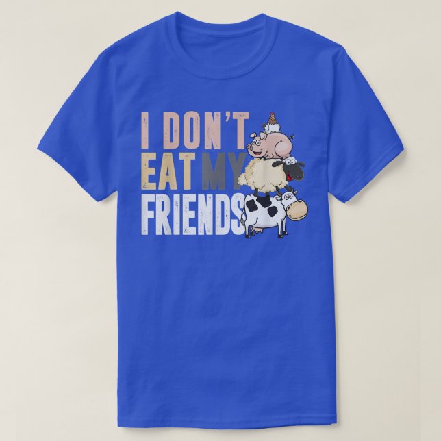 T-shirt Vache Mouton Cochon Poulets Je ne mange pas mes am (Design devant)