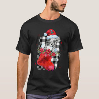 T-shirt Vache Noël Santa Hat Lumières Noël Arbre de Noël C