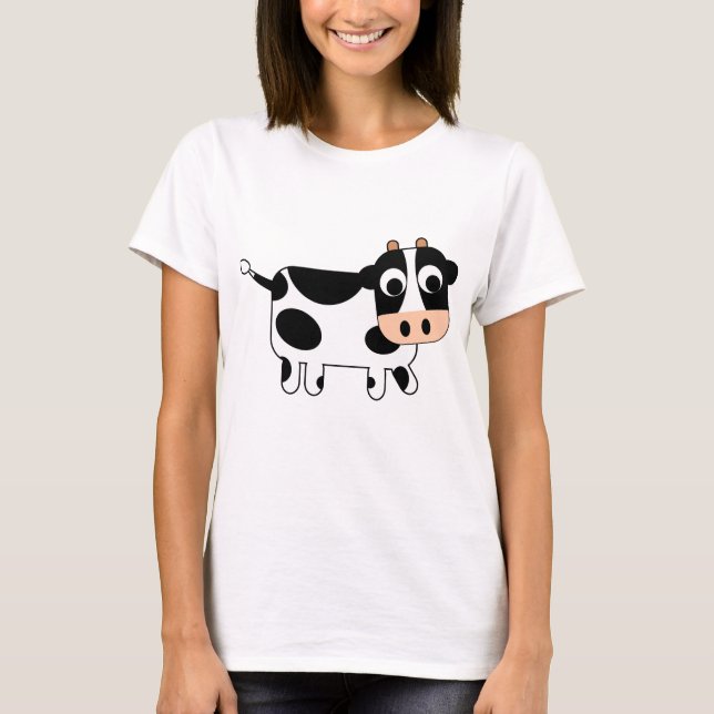T-shirt Vache noire et blanche mignonne (Devant)