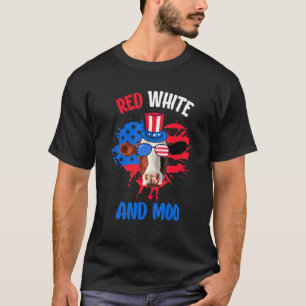 T-shirt Vache Patriotique Rouge Blanc Et Moo 4 juillet