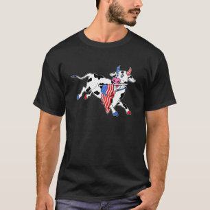 T-shirt Vache Patriotique Rouge Blanc Et Moo Bleu Drapeau