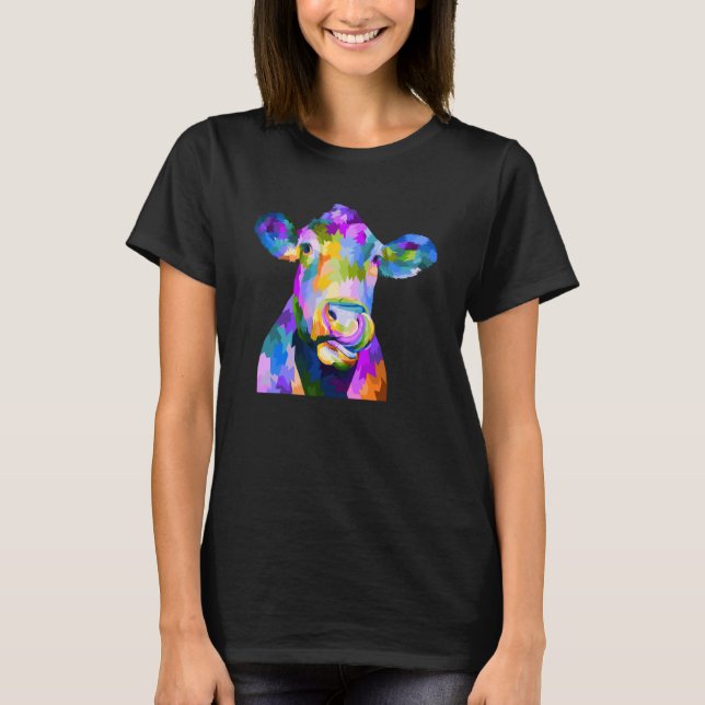 T-shirt Vache pop colorée (Devant)