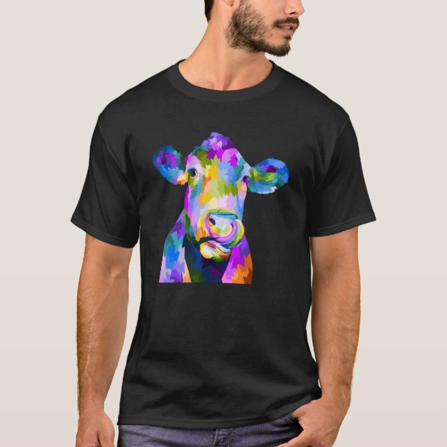 T-shirt Vache pop colorée (Devant)