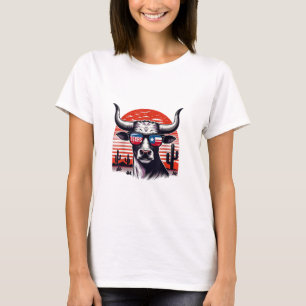 T-shirt Vache portant des lunettes de soleil texanes