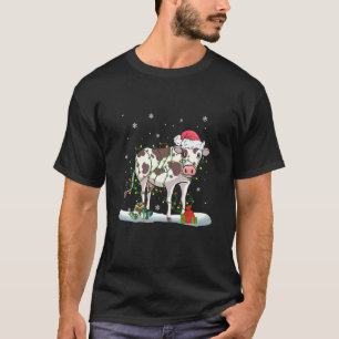 T-shirt Vache Renne Chapeau Père Noël Lumières de Noël Vac