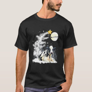 T-shirt Vache Renne Costume de Père Noël Sur Neige Joyeux 