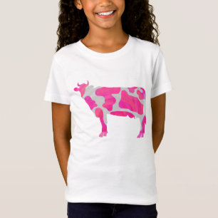 T-Shirt Vache rose et blanc Silhouette