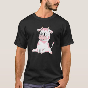 T-shirt Vache rose mignonne Imprimer Kawaii Motif animal F