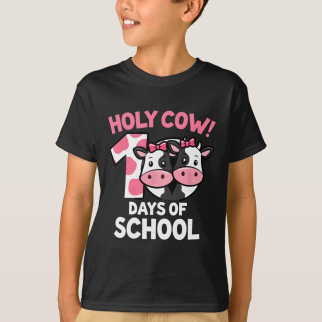 T-shirt Vache sacrée 100 jours d'école vache fillesenseign (Devant)