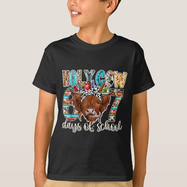 T-shirt Vache sacrée 67 jours d'école enseignant six sept  (Devant)