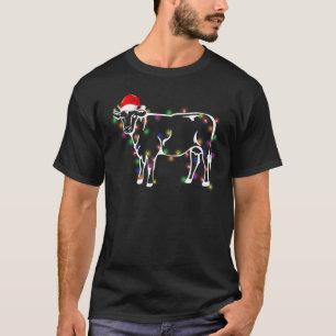 T-shirt Vache Santa Chapeau Noël Fée Lumière Noël