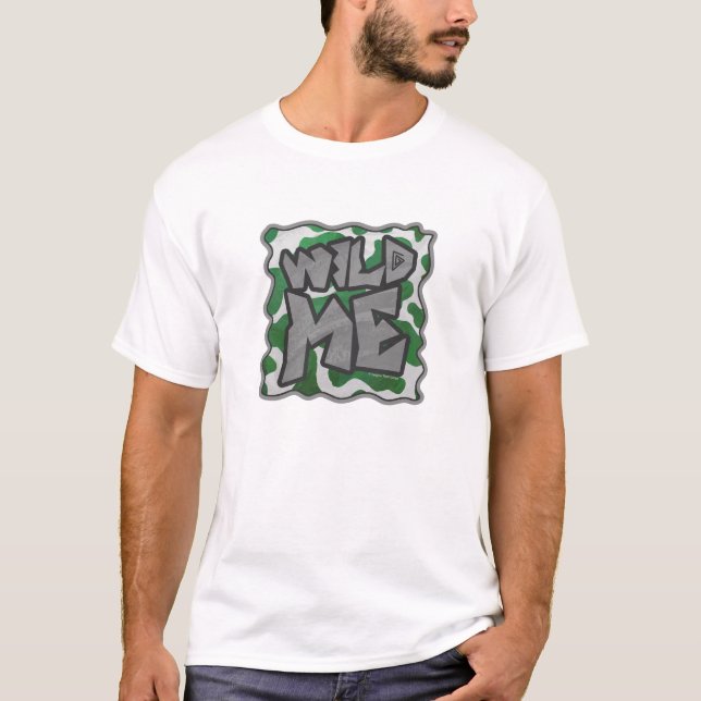 T-shirt Vache sauvage moi vert et blanc imprimé (Devant)