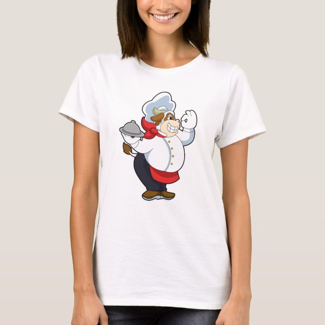 T-shirt Vache serveur avec plateau de service (Devant)