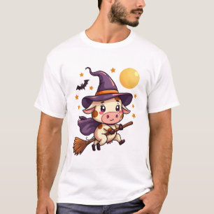 T-shirt Vache sorcière sur un balai