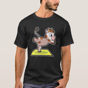 T-shirt Vache Veau Poses de yoga Sport Gymnastique Ohm Bat