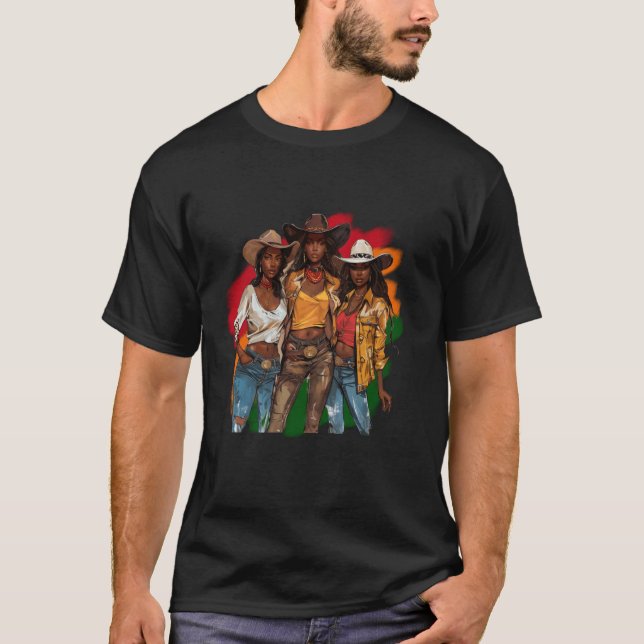 T-shirt Vachère noire Western Rodeo Juneteenth Histoire no (Devant)