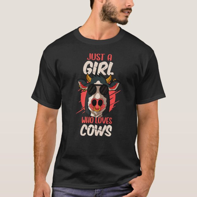 T-shirt Vaches Bulls Farmer Juste Une Fille Qui Aime La Va (Devant)