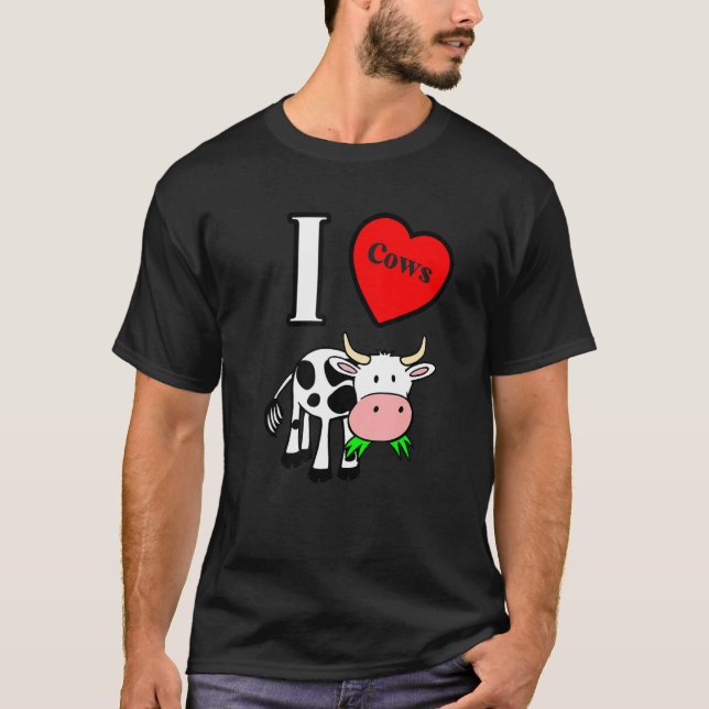 T-shirt Vaches cardiaques J'aime les vaches (Devant)