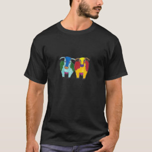 T-shirt Vaches de couleur différente dessin à la main