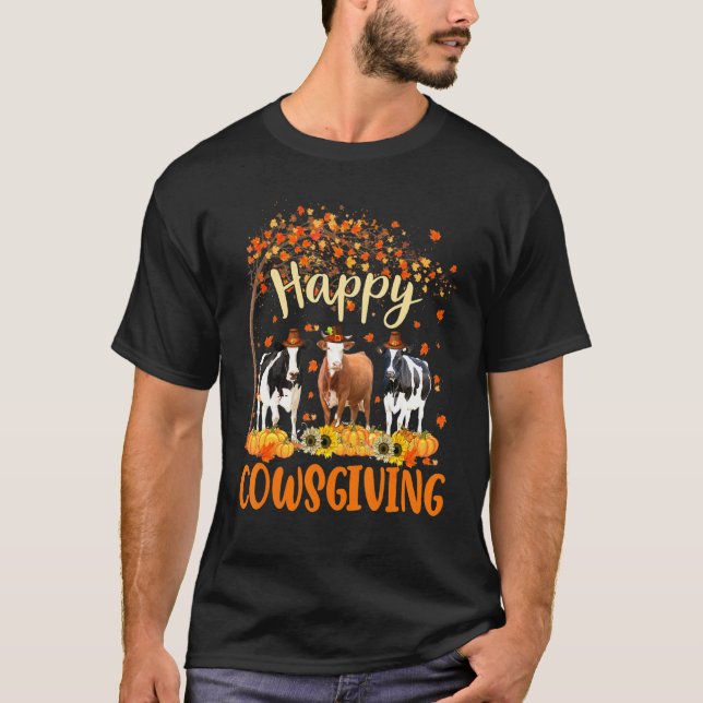 T-shirt Vaches de la fête de Thanksgiving Joyeuse Propriét (Devant)