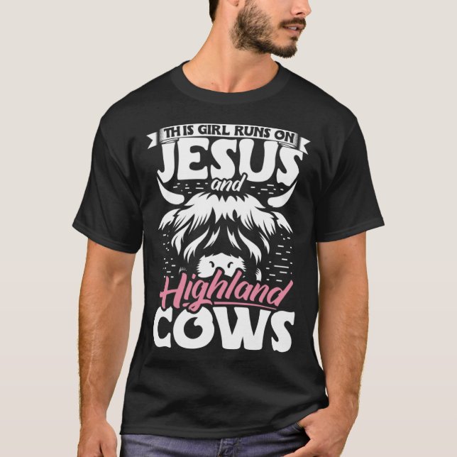T-shirt Vaches des Highlands Cette Fille R court Sur Jésus (Devant)