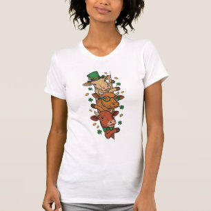 T-shirt Vaches empilées mignonnes St Patrick Gravure vinta