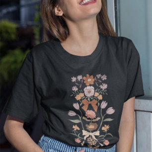 T-shirt Vaches et fleurs en terre cuite