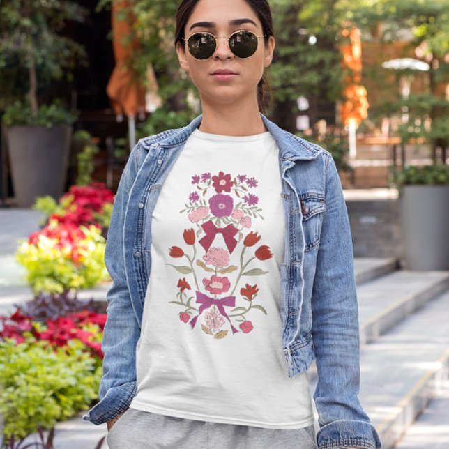 T-shirt Vaches et fleurs magenta (Créateur téléchargé)