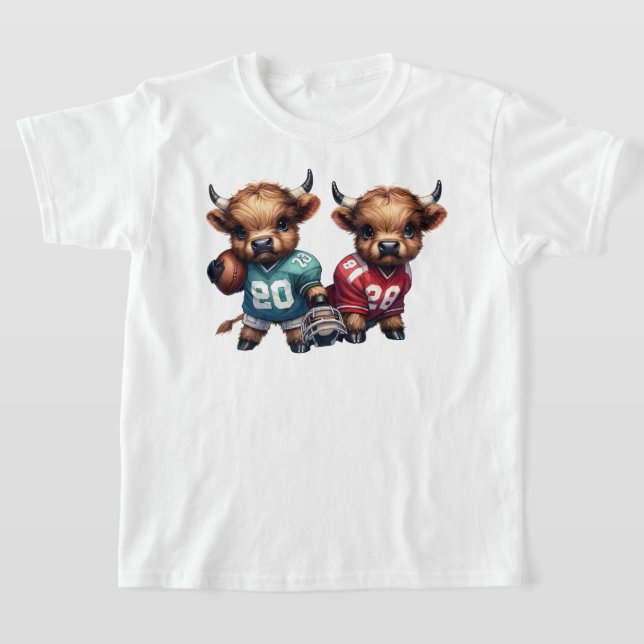 T-shirt Vaches Highland et football (Poser)