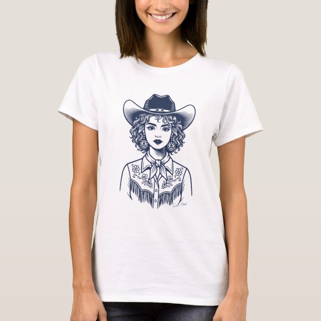 T-shirt Vachette Branchée Art en Ligne Western (Devant)