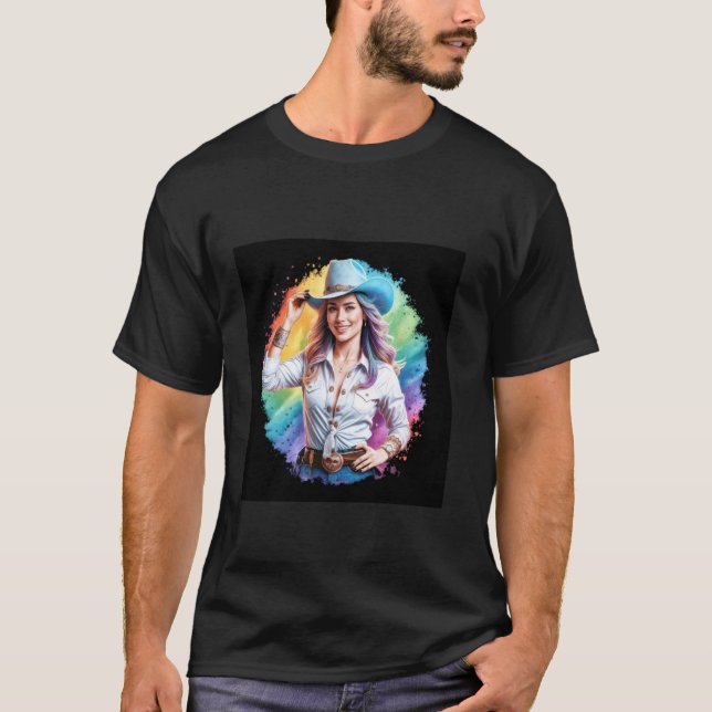 T-shirt Vachette cool avec un arrière-plan impressionnant (Devant)