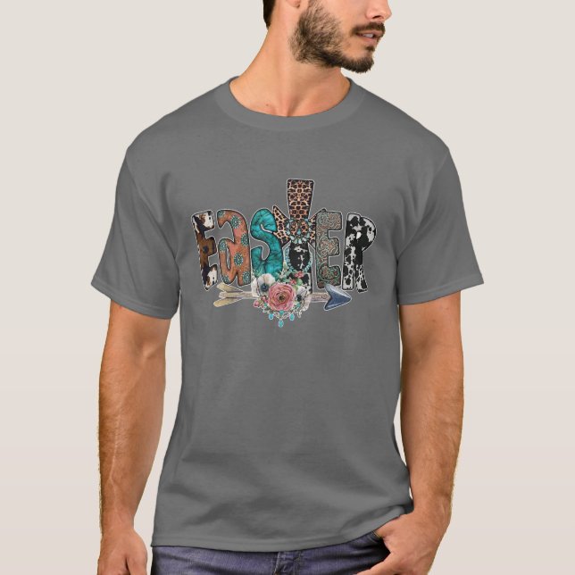 T-shirt Vachette de Pâques Léopard Turquoise Ouest (Devant)